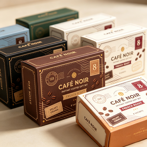 Caja de Regalo de Café de Papel Kraft Color Crema Caramelo, Diseño Personalizado, Logotipo Personalizado, Embalaje de Cartón Blanco para Cápsulas de Café, Venta al Por Mayor - Product Image 1
