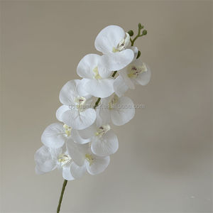 C-110 Decoraciones para Bodas, <span class=keywords><strong>Flores</strong></span> <span class=keywords><strong>Artificiales</strong></span> Vintage de Tacto Real, Látex, Rama Larga Individual, 9 Cabezas, Orquídea Blanca Phalaenopsis - Product Image 2