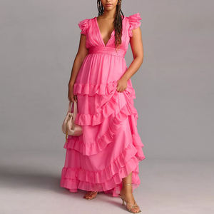 Abito Sunrise Custom New Dress estivo Casual con scollo a V a manica corta con fondo a strati <span class=keywords><strong>abiti</strong></span> da festa taglie forti <span class=keywords><strong>donna</strong></span> per <span class=keywords><strong>donna</strong></span> - Product Image 2