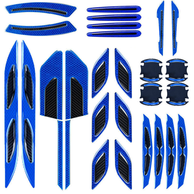Car Reflective Sticker Kit Car Door Bumper Rearview Mirror Warning Sticker Car Door Handle Bowl Scratch Protective Stickers