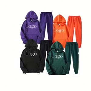 And Sweatpants Customized Sport Gym High Quality <b>Plain</b> Two Piece Set Jogger <b>Tracksuit</b> for Men Hoodie Sets Unisex - Product Image 1