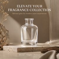 Bouteille diffuseur d'arômes en verre rond transparent de 150 ml - Contenant élégant pour parfums d'intérieur et de voiture pour huiles essentielles
