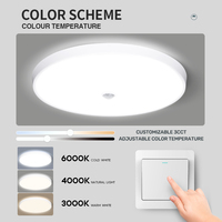 Lustre moderne pour éclairage intérieur, lampe LED ronde colorée avec détecteur de mouvement, 18W 24W, pour salon, chambre à coucher