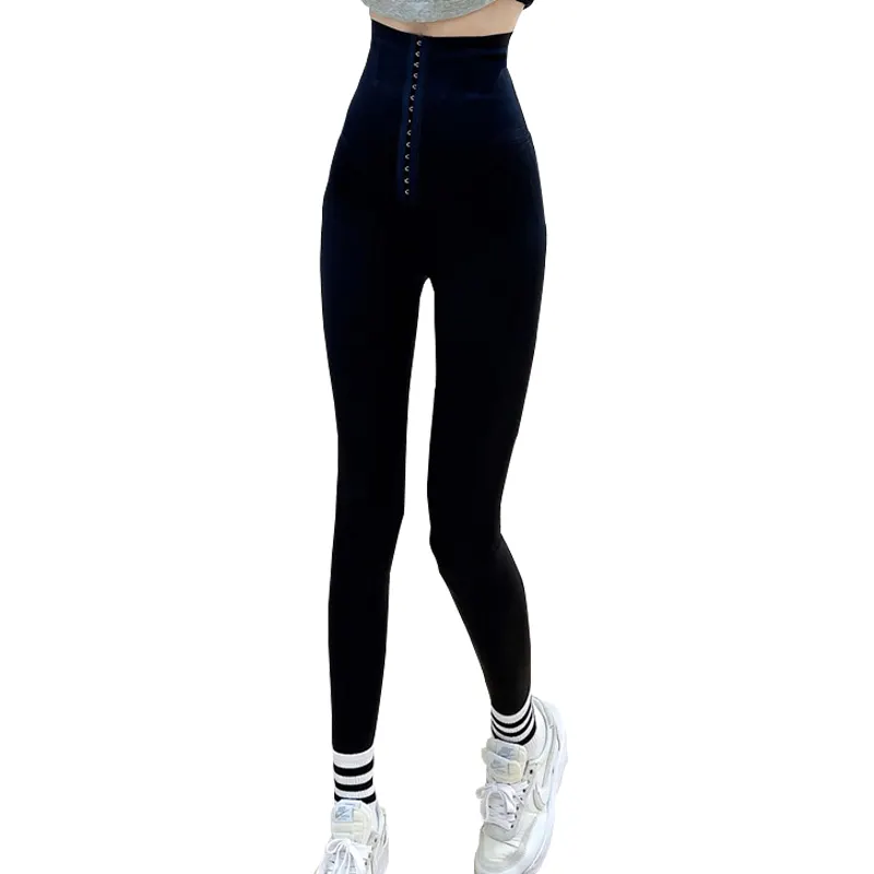 Personalizado 14 linhas fivela de cintura alta calças apertadas Hip Lifting Body Shaping Yoga 9 ponto calças das mulheres