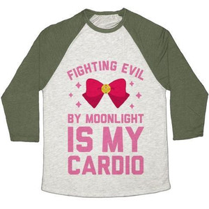 My Cardio Is Fighting Evil by Moonlight T-shirt de baseball unisexe en tissu mélangé - Product Image 5