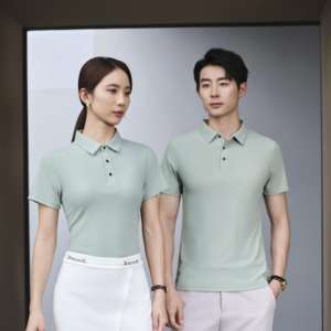 Vente en gros Prêt à expédier Logo personnalisé de couleur pure classique pour tissu tricoté Polo T-Shirt - Product Image 6