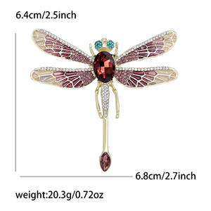 Broche con forma de libélula de piedras preciosas coloridas hecho a mano, broche versátil personalizado para mujer, broche de joyería de flores para el pecho - Product Image 4