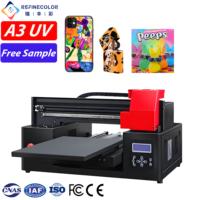 Machine d'impression UV A3 Refinecolor, imprimante UV à plat pour coques de téléphone, verre, stylos, balles de golf, bois, acrylique