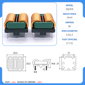 SQ2418 5mH kinerja tinggi penyaring SQ umum mode choke RFI/EMI penindasan kebisingan untuk perangkat IoT - Product Image 6