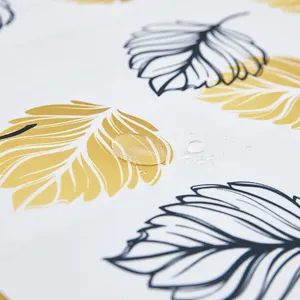 Huaqin आधुनिक अशुद्ध पत्तियां मुद्रण टेबल कवर निविड़ अंधकार मेज़पोश सजावट धो सकते हैं सनी टेबल कपड़ा
