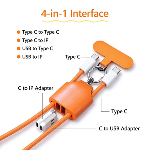 สายชาร์จแบบ 4 in 1 พร้อมสายคล้องคอ สาย USB สำหรับเดินทาง สายอะแดปเตอร์แบบ Type A ในตัว สายชาร์จสำหรับใช้งานกลางแจ้งพร้อมสายคล้องคอ - Product Image 2