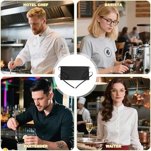 Delantal de Media Pierna de Poliéster Negro Reutilizable de Alta Calidad y a la Moda para Chefs y Camareros, con Logotipo Personalizado, Lavable - Product Image 4