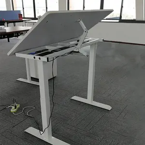 Height Adjustable Desk Home Office Lift Standing Computer Table Desk Electric Dual Motor Height Adjustable Sit Stand Tilting Drawing Desk