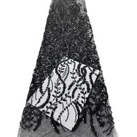 Tissu en maille tricotée robuste avec broderie de perles et de sequins, 100% Polyester, Matière haut de gamme pour robe de mariée, Confectionnée à la machine