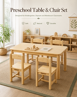 Juego de Mesa y Silla Montessori de Madera Maciza para Niños Pequeños, Muebles para Guardería, Jardín de Infancia y Aula