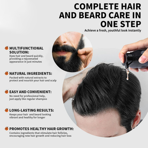 <span class=keywords><strong>VOJO</strong></span> Nuevo Tinte para el Cabello Negro Orgánico 5 en 1, Champú para Teñir el Cabello Negro Permanente Sin Amoníaco, Tinte para Barba Negra para Hombres - Product Image 6