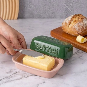 Mantequillera de Cerámica Verde, Recipiente para Mantequilla Rectangular, Vajilla de Temporada para Cocina, Desayuno y Comedor - Product Image 5