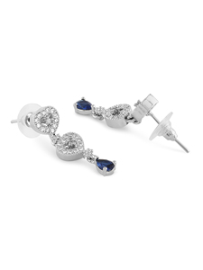 Ensemble de collier et de boucles d'oreilles de mariage exquis en CZ plaqué rhodium Bijoux de mariée pour accessoires féminins - Product Image 5