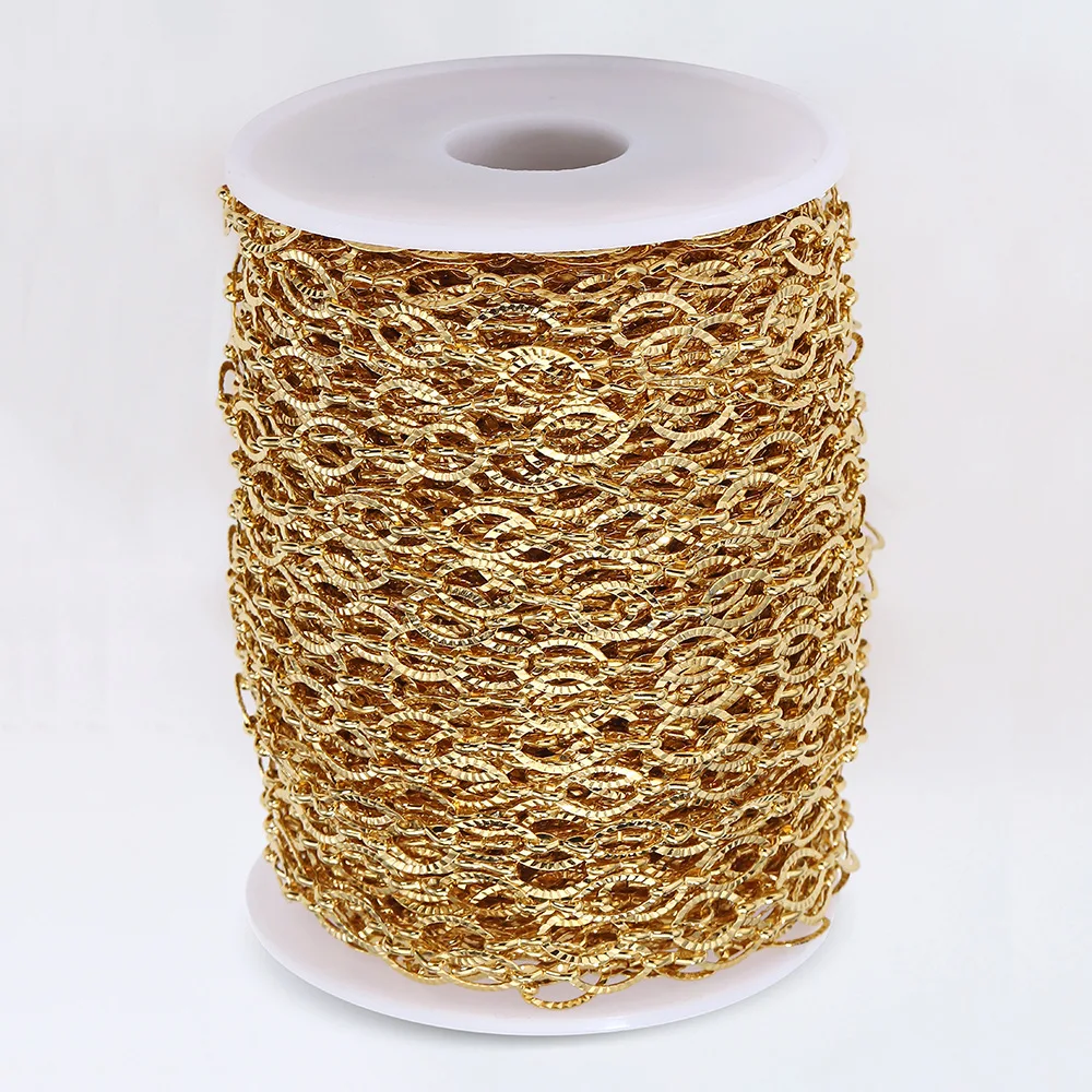 6.5mm Width Stainless Steel Round Embossing Chains Jewelry Making DIY Necklace Bracelet Handmade Findings