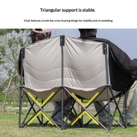 Chaise double pliante pour 2 personnes, rembourrée, portable, avec poche latérale pour gobelet, cadre robuste, chaise de camping double pour l'extérieur