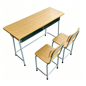 Ensemble <span class=keywords><strong>bureau</strong></span> et chaise pour étudiant, <span class=keywords><strong>bureau</strong></span> et chaise d'école avec rangement, double siège, <span class=keywords><strong>bureau</strong></span> et chaise de classe, structure métallique, mobilier scolaire - Product Image 4