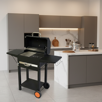 Barbecue moderne en acier inoxydable avec allumage piézoélectrique, chariot de sécurité haute pression, facile à nettoyer, pour l'extérieur et le camping