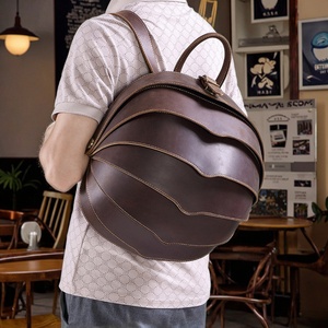 Stylish Girl Men's Vintage Cowhide Leather <b>Backpack</b> New Beetle Design Polyester Lining Open Closure for Outdoor Hiking Travel - Product Image 6