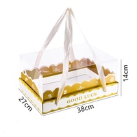 Boîte cadeau de luxe fantaisie dorée transparente avec fleurs, 5 kg, pour fruits, grande boîte cadeau portable avec poignée pour la fête des mères, la Saint-Valentin