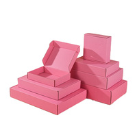 Caja de cartón Rosa personalizada, caja de embalaje de envío de correo corrugado con logotipo, caja de correo de ropa de regalo reciclable