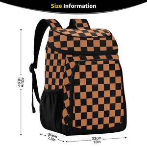 High Quality Beach Nylon Custom Food Delivery Checkered Print Bag Insulated Tote Camping Backpack Cooler Bag with Mesh Pockets - Product Image 2