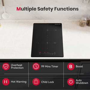 <span class=keywords><strong>GASLAND</strong></span> IH30BF Table de cuisson électrique à induction encastrée à 2 brûleurs 3500W Booster Slide Touch Timer Child Lock 9 niveaux de puissance - Product Image 6