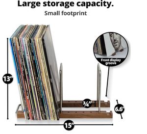 Support de rangement pour disques vinyles personnalisé 75 LP, support pour albums en bois de noyer massif, support pour albums - Product Image 5