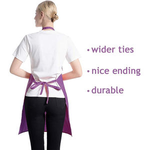 Tablier de cuisine en polyester et coton, personnalisable, pas cher, en gros, faible MOQ, avec deux poches et logo - Product Image 6