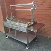 Barbecue au charbon de bois en acier inoxydable de 53 pouces, nouveau design, avec panier à charbon et grille chauffante, Parrilla, barbecue argentin
