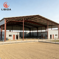 Establo para Ganado de Estructura de Acero Prefabricada Resistente, Cobertizo para Ganado con Estructura de Acero, Construcción de Granjas de Acero Personalizadas