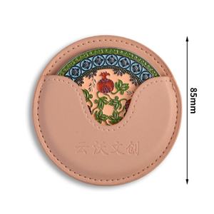 Hot Selling Hand Held Mirror Professional Pad Enamel Blank <b>Vanity</b> Travel <b>Make</b> <b>up</b> PU Pouch Cosmetic Mirror - Product Image 5