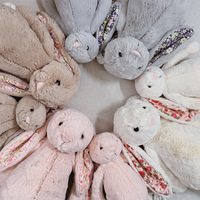 Peluche Lapin Pâques Kawaii de 10 pouces avec Oreilles en Tissu Fleuri – Jouet Animal en Peluche Rembourré