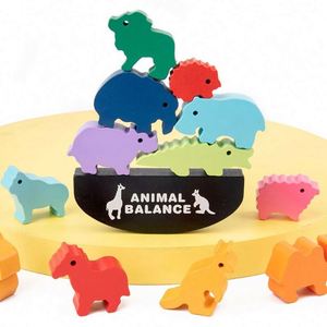 Jouets de motricité fine pour enfants, garçons et filles, animaux dinosaures, blocs en bois à empiler et à classer, jouet d'équilibre - Product Image 3