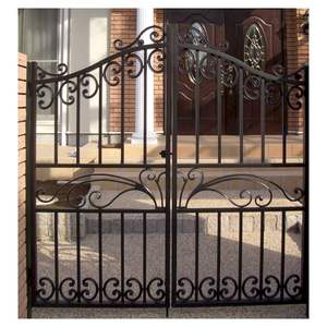 <span class=keywords><strong>Porte</strong></span> française en <span class=keywords><strong>fer</strong></span> <span class=keywords><strong>forgé</strong></span> Prima avec poignées courbes et panneaux en verre transparent pour l'intérieur et l'extérieur - Product Image 2