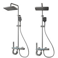 Robinet de douche thermostatique de luxe en laiton avec cartouche céramique, monocommande, barre coulissante, jet de pluie, finition polie, montage mural, pour appartement