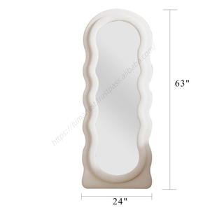 โรงงานขายส่ง ผ้าฟลานเนลหุ้มโครงไม้โค้งรูปทรงอิสระแบบเต็มความยาว สำหรับตั้งพื้นหรือแขวนผนัง ตกแต่งห้องนั่งเล่น ลายคลื่น - Product Image 3