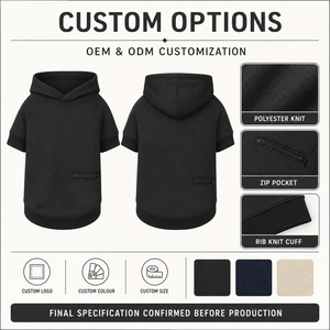Ropa para Perros, Sudadera con Capucha para Mascotas con Bolsillo Lateral con Cremallera, Sudadera con Capucha Suave y Cálida para Perros, Color Personalizado OEM ODM para Perros Pequeños y Medianos - Product Image 2
