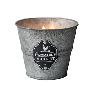 Farmhouse Vintage Black Galvanized Metal Candle Jars Signature Bucket