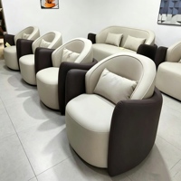 Conjunto de Sofá Modular Curvo Moderno, Tapizado en Esponja, 2 Sillones, Espuma de Alta Densidad, Construcción Duradera para un Estilo Contemporáneo