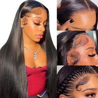 Peluca de encaje HD de cabello virgen en stock, proveedor mayorista, peluca frontal de encaje 13x4 de 14-34 pulgadas con cutícula alineada para mujeres afroamericanas