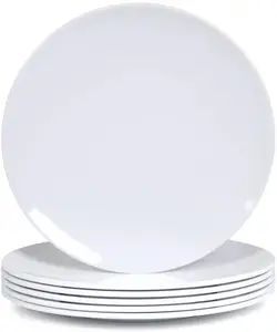 家用和厨房用抗餐具花式圆形白色三聚氰胺餐盘
