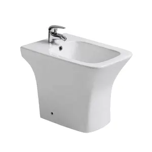 热卖廉价方形白色坐浴盆卫生间陶瓷落地式浴室坐浴盆