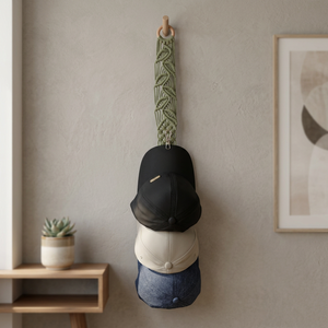 Custom Boho Decor Unique Design Macrame Hat Hanger Customizable Cap Rope <b>Beach</b> Hats Holders Wall Mounted 4 Hats Capacity Plant - Product Image 1