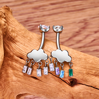 14G Sexy Körperschmuck Piercing Zirkon Kristall Bauchnabelpiercing Ohrring Bauchpiercing Runder Schmuck für Frauen Mädchen