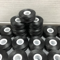 SJ WT25 Bobbin pra-luka 75D/2 filamen 100% poliester tanpa sisi ukuran L benang bordir Bobbin